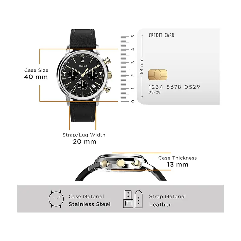 Timex Marlin® Chronograph Tachymeter Black Dial Men's Watch- TW2W51500